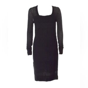 M MISSONI LONG SLEEVE DRESS BLACK TEXTURED KNIT SIZE 40A